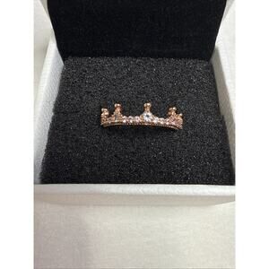 Pandora Disney Parks 14k Rose Gold Plated Pink Enchantment Crown Ring size 7